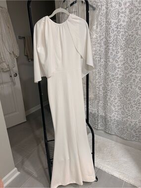 Club L London Ivory Cape-Back Wedding Dress